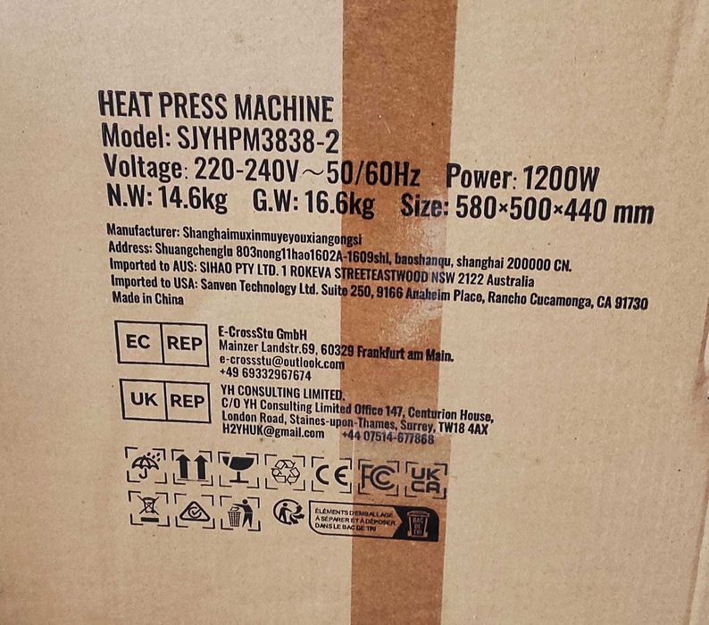 Presă Termică VEVOR 5 în 1 (38x38 cm) | Pentru Tricouri, Căni, Șepci - Doar probată - OCAZIE!