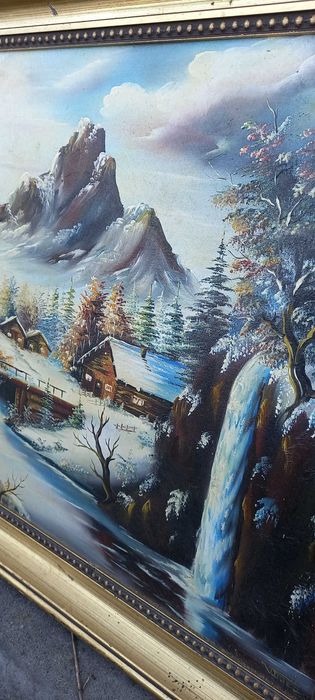 Pictură veche in ulei pe pânză,Austria - 1950