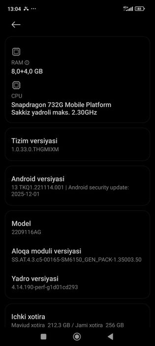 Redmi note 12 pro , xotirasi 8+4/256 gb