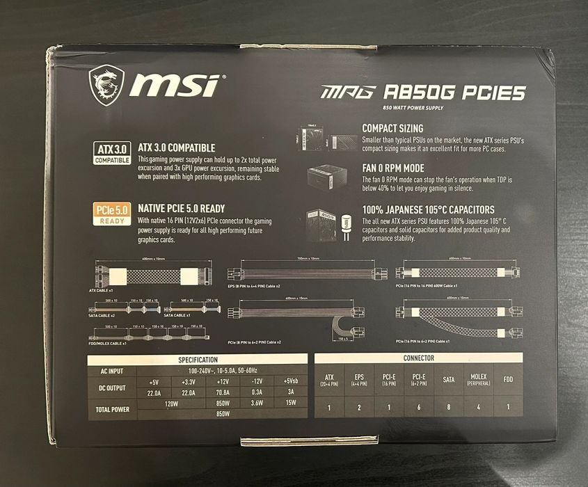 MSI MPG A850G 850w full modulara