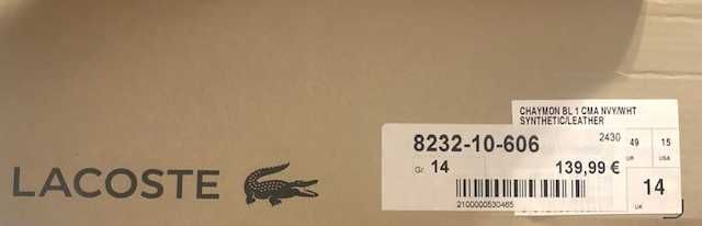 Vand pantofi sport LACOSTE CHAYMON BL 1 CMA Nvy/Wht, marimea 49