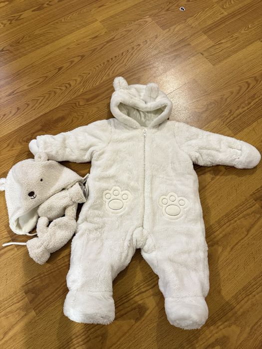 Vand combinizon Prenatal 76 cm 9-12 luni + caciula si manusi hm