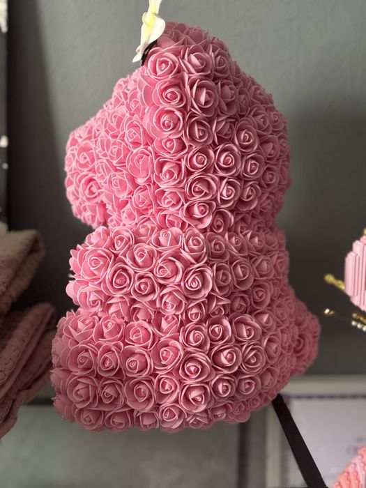 мишка из розочек 35см