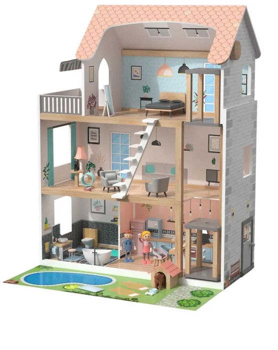 НОВА Дървена къща за кукли 64/80/31