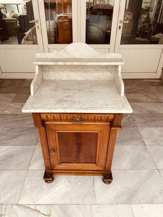 Античен шведски умивалник с мрамор – 1880–1910 г.