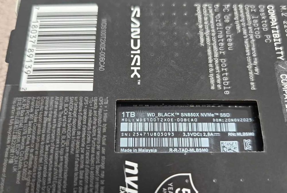 SSD M2  wd black SN850X 1Tb