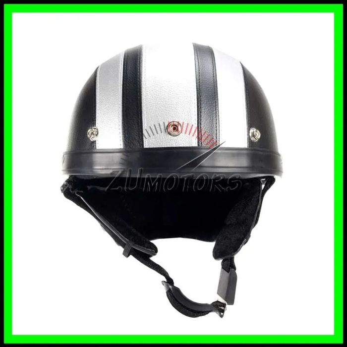 Casca moto Retro scuter Vespa Chopper Piele - Negru-GRI