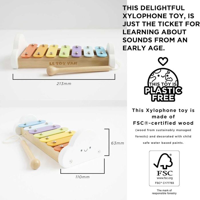 Le Toy Van Образователна музикална играчка ксилофон за малки деца