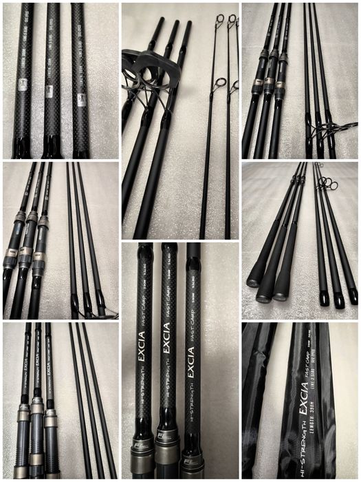 SET 3 Lansete FL EXCIA 3.90m 3.5lbs 2seg +  3 Mulinete Eastshark 10000