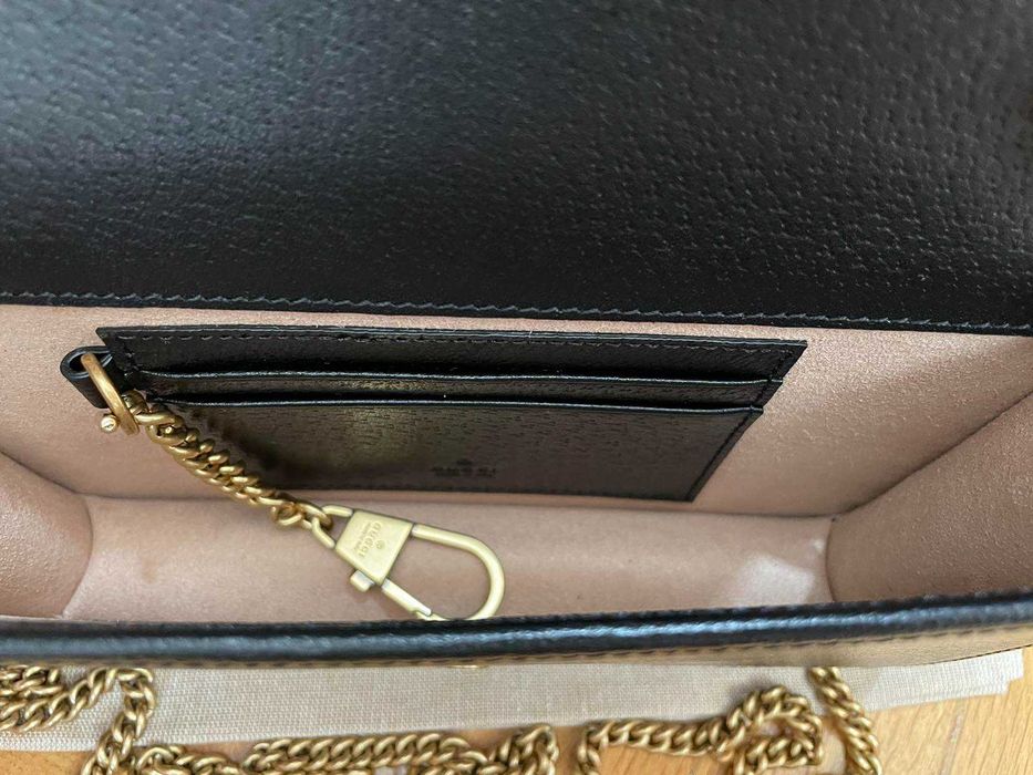 Дамска чанта Мини Gucci Гучи Diana Черна кожа Златно Gold GG лого