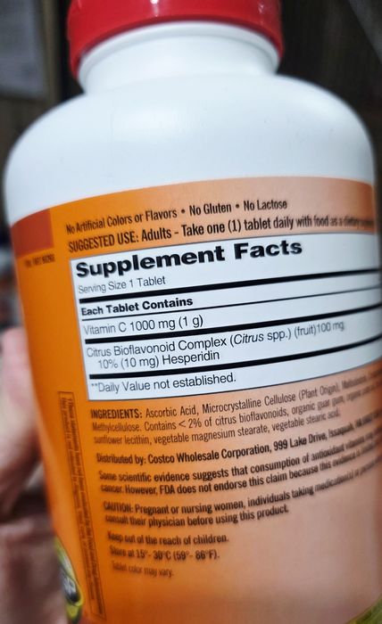 ДОСТАВКИ НЕТ Kirkland витамин С 1000+шиповник +биофлавоноиды 500шт USA