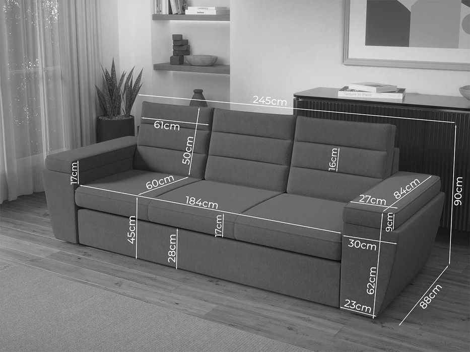 Canapea Extensibila Spark Plusata Gri Deschis - Transport Gratuit
