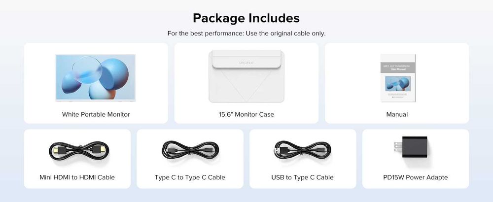 Портативный монитор UPERFECT 15.6" FullHD 1080P IPS 125% sRGB Белый