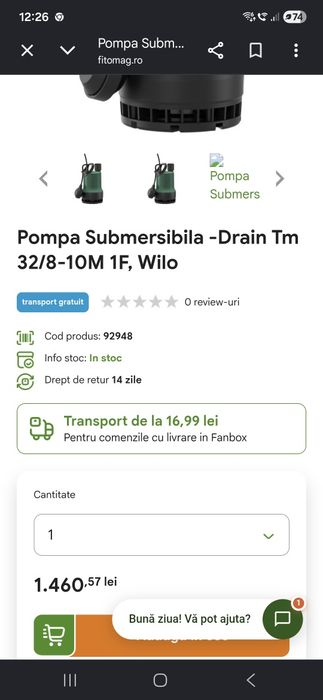 Pompa submersibila Wilo 7 m