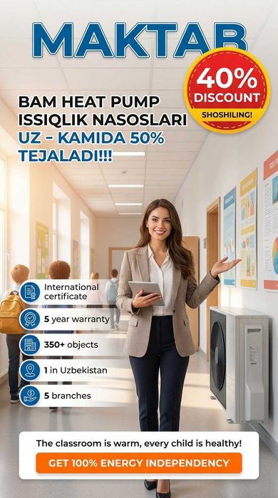 Тепловой Насос Детский Сад Ташкент Bog'cha Teplovoy Nasos --40% SKIDKA