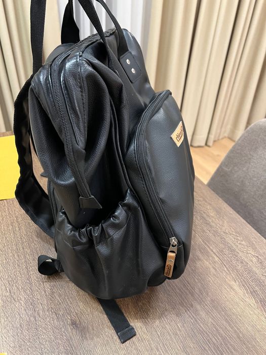 Чанта за количка Chipolino, черна кожа с подложка за повиване