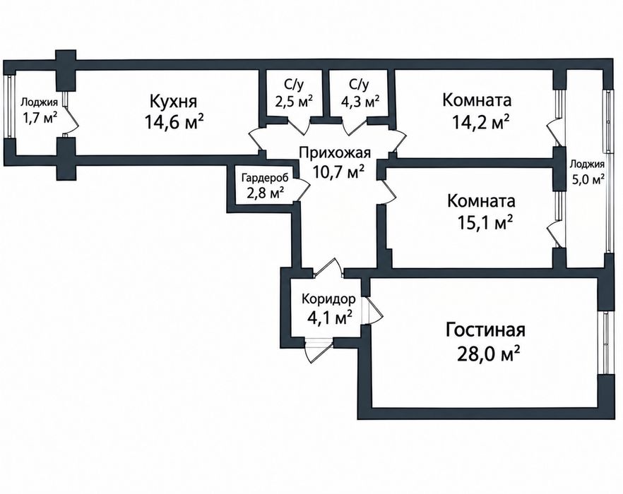продам 3х комнатную