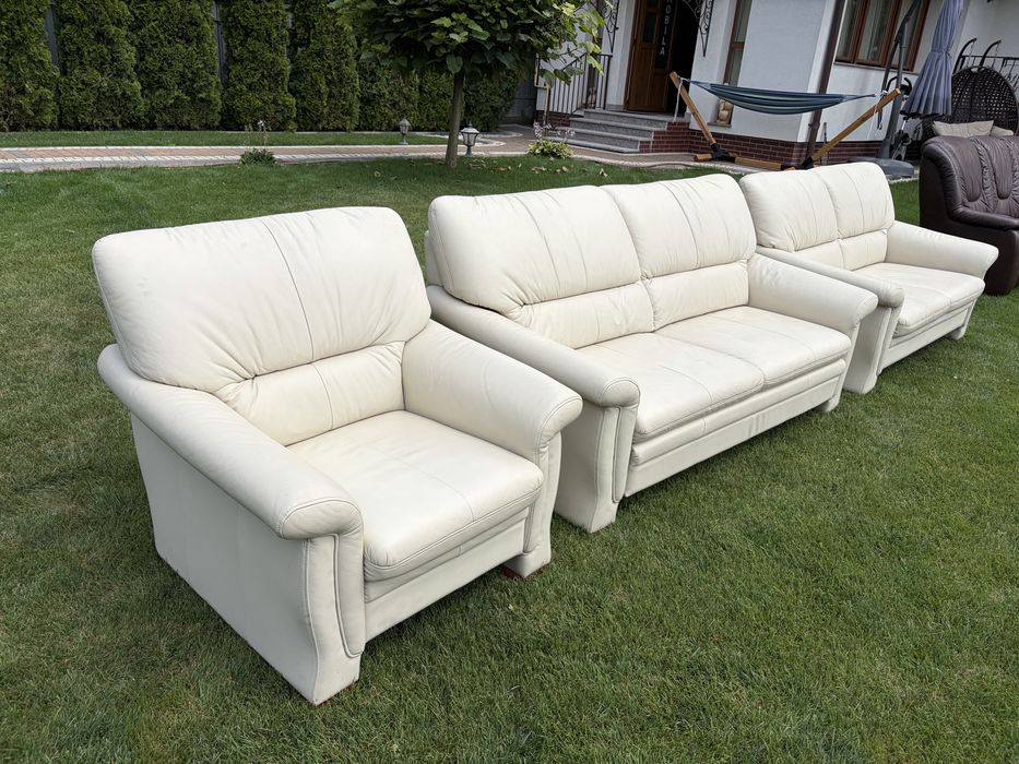 Set canapele din piele naturala (una extensibila)