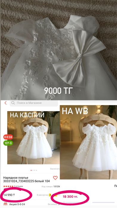 Продам детское белое платье