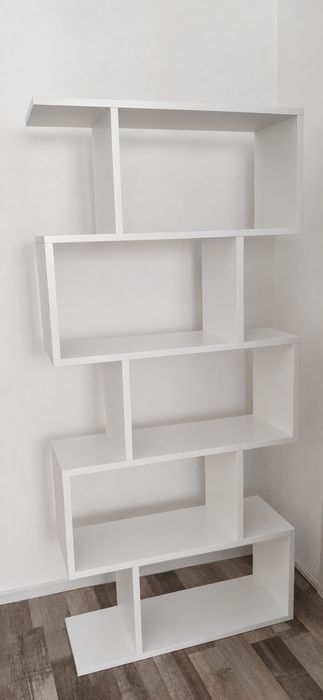 Библиотека тип етажерка, С 6 рафта, Бял, 70 x 24 x 160 см