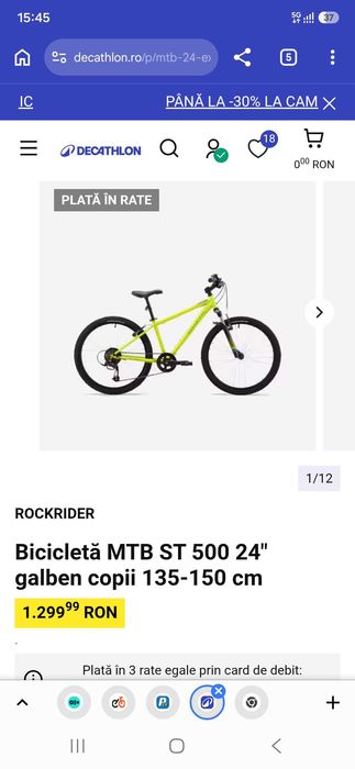 Bicicleta rockrider MTB ST 500 - 24 (9-12ani)-GRATIS transport