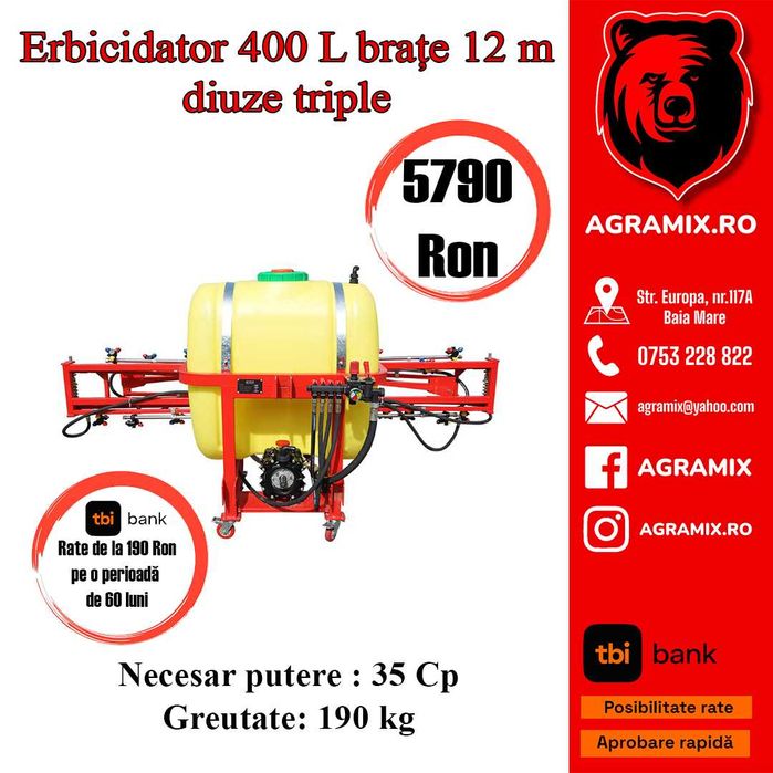 Pompa de erbicidat 400 Litri diuze triple erbicidator THOR nou Agramix