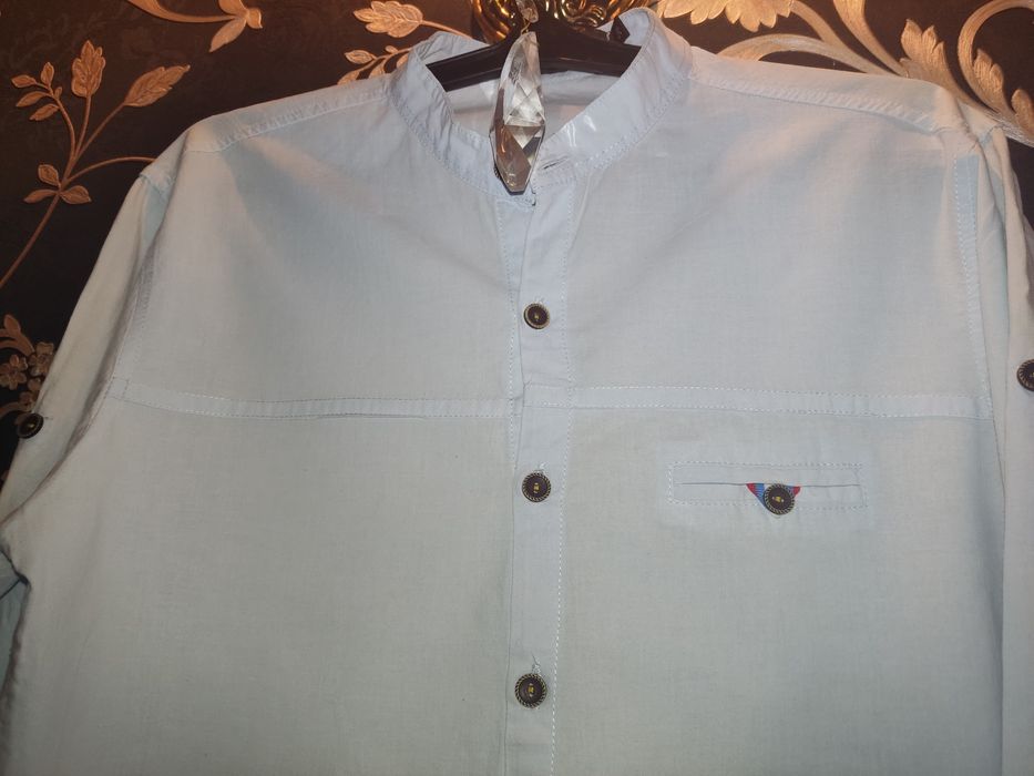 Стильная европейская мужская рубашка,натуральный материал Нанка