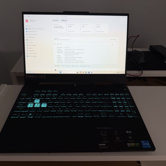 Laptop Gaming ASUS TUF F15 FX507ZC4, Intel Core i5-12500H 4.50 GHz, 15.6", Full HD, 144Hz, 16GB, 512GB SSD, NVIDIA GeForce RTX3050 4GB GDDR6, Win 11