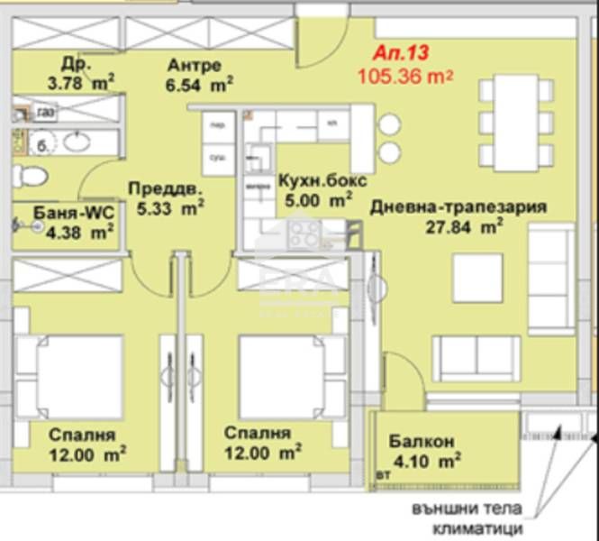 Продава се Тристаен апартамент в София, м-т Гърдова глава - 105 кв.м за 2168 €/кв.м - Снимка #2