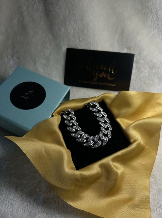 Bratara Cuban Argintie Ice Zirconiu Inox