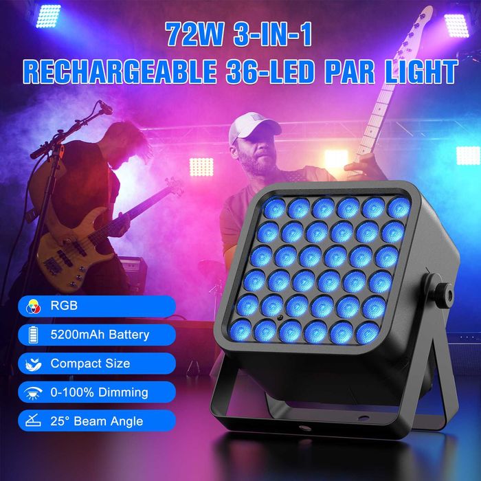 Стенна миячка 72W RGB 3в1 Par Light 36 LEDs Сценична светлина Бар Парти Ефектна светлина