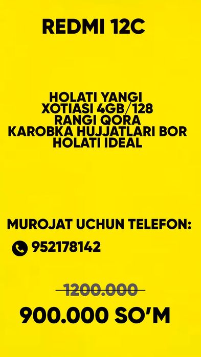 Redmi 12C      holati yangi