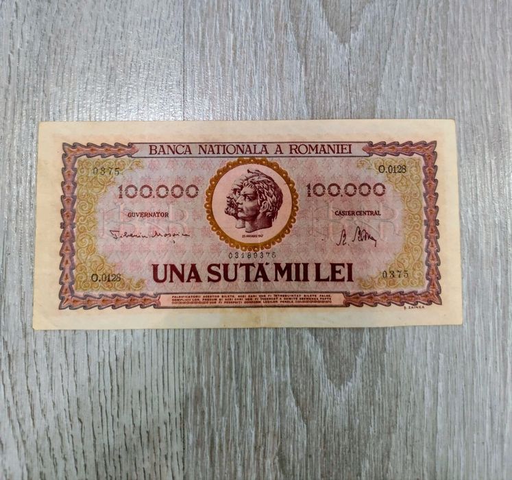 Bancnotă veche 100.000 Lei – România – piesă de colecție