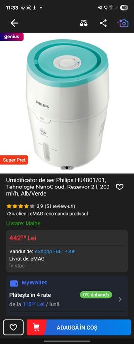 Umidificator de aer Philips HU4801/01