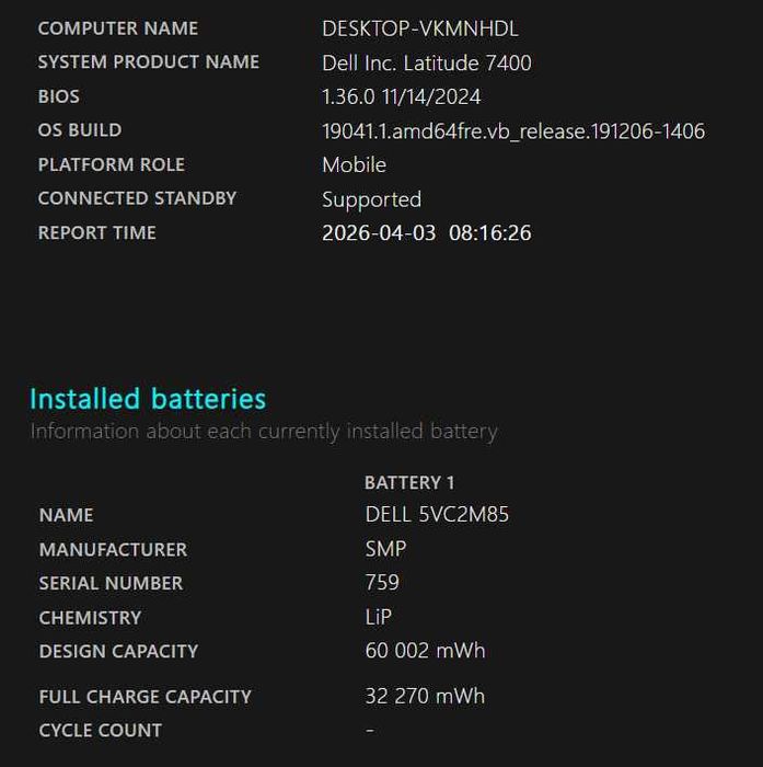 Dell Latitude 7400, i5-8th, 8GB RAM, 256GB NVMe