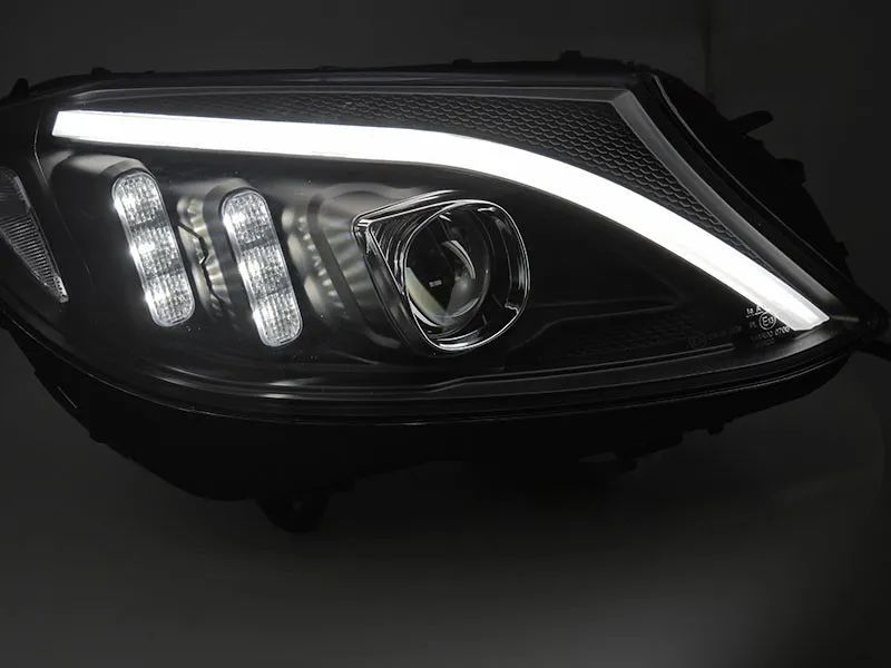 Faruri LED compatibile cu Mercedes C-Class W205 S205 A205 C205 (2014-2018) Negre Semneal Dinamic Secvential