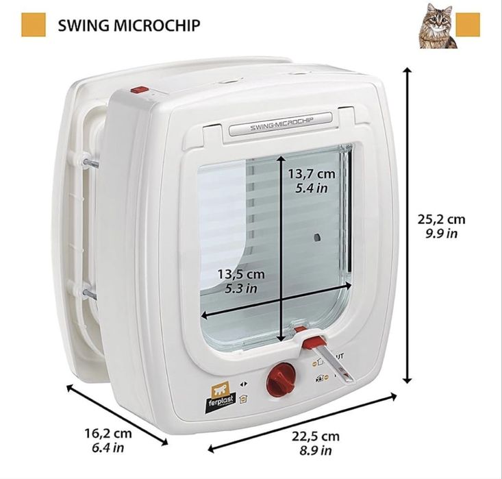 Ușă universală pentru pisici Ferplast cu microcip, tip basculant