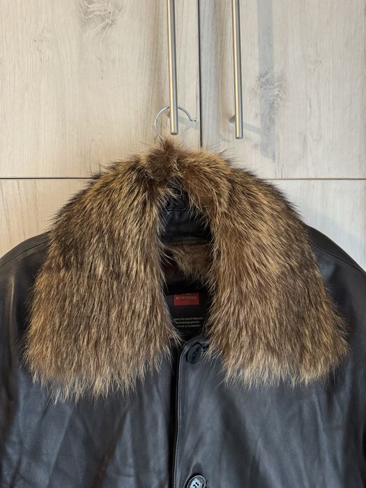 Луксозно мъжко кожено яке XXL/56, агнешка кожа и естествен косъм