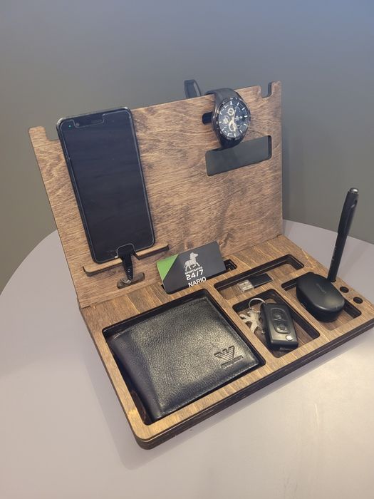 Луксозен дървен органайзер. Подарък за мъж ,жена.
