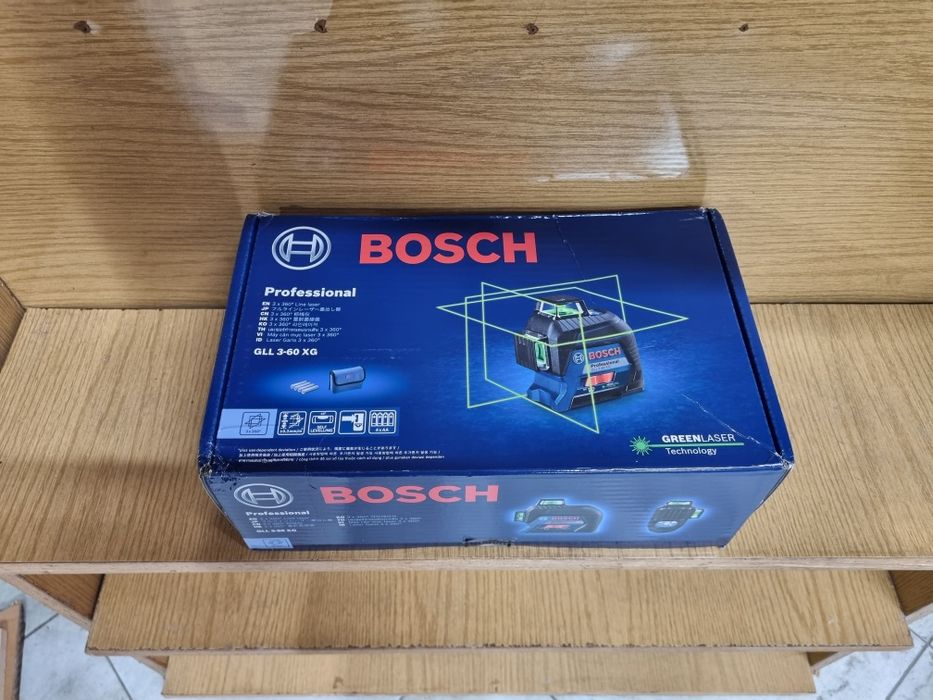 Лазерен  нивелир Bosch GLL 3-60 XG, Зелени линии, Обхват 30м, 3 х 360