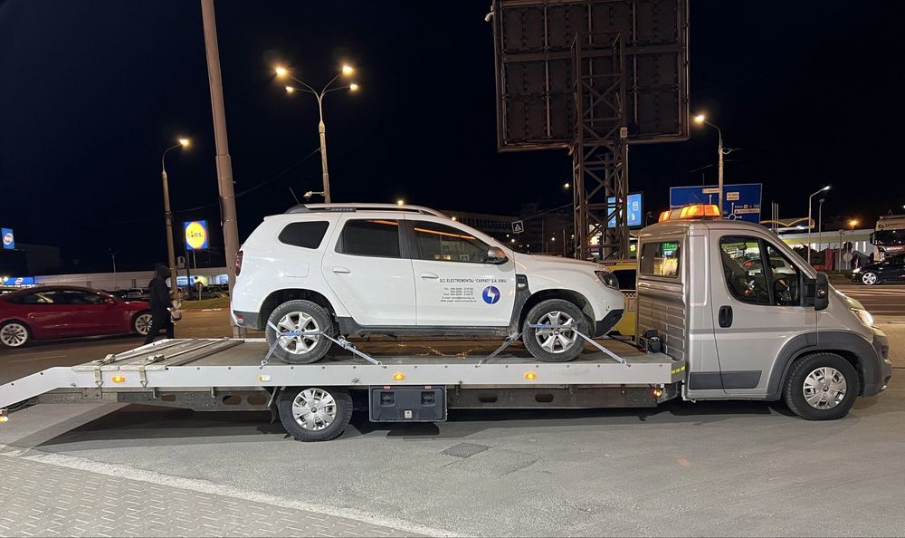 Tractari Auto Ieftine si rapide în Sibiu / Asistenta Rutiera A1 /Platforma utilaje , ATV uri , Panouri