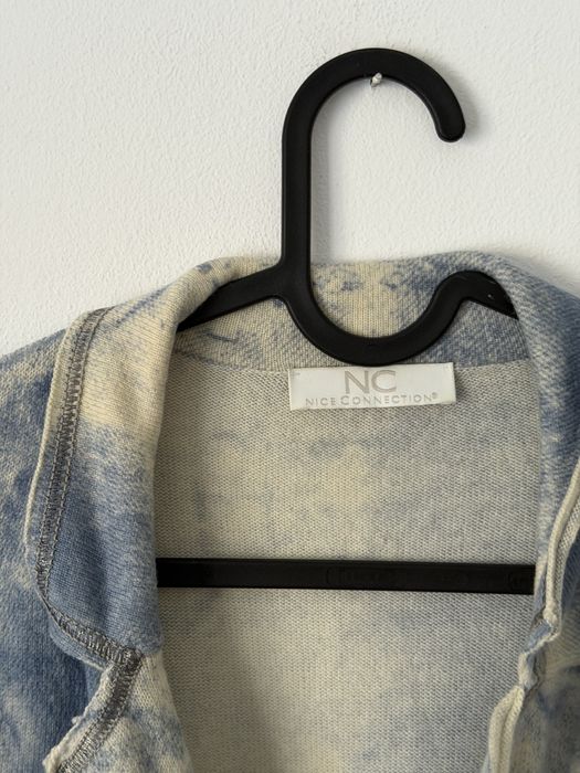 Blazer cardigan damă cașmir si Lana mărimea 42 albastru alb moale