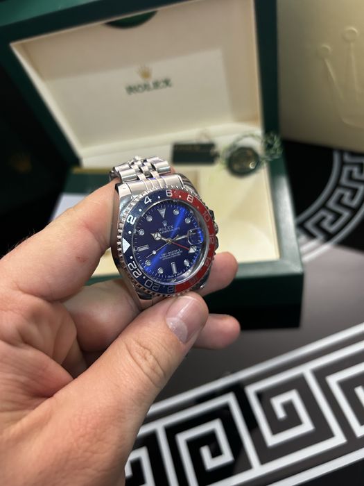 Ceas tip GMT Master II Pepsi albastru rosu full set cutie mare nou