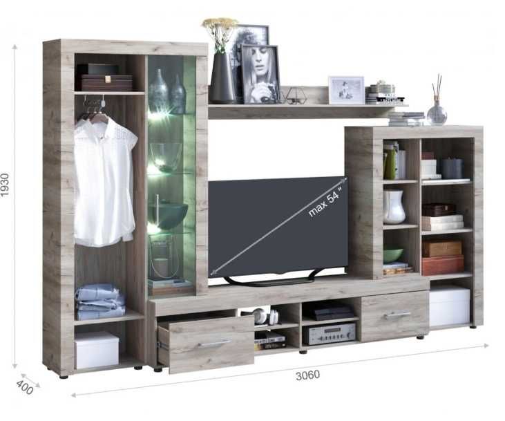 Джерси Гостинная дуб крафт серый