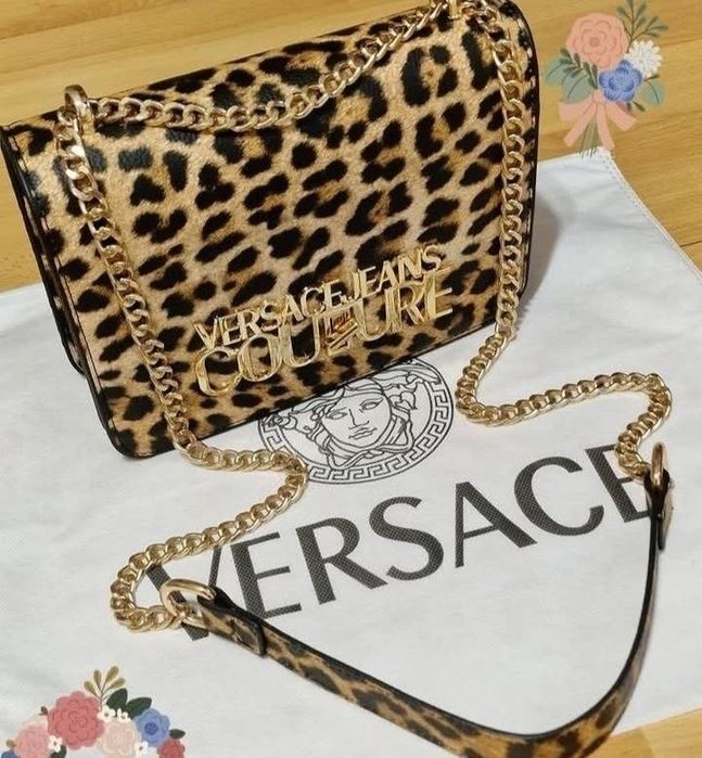 Geanta Versace model animal print,Italia, saculet, etichetă