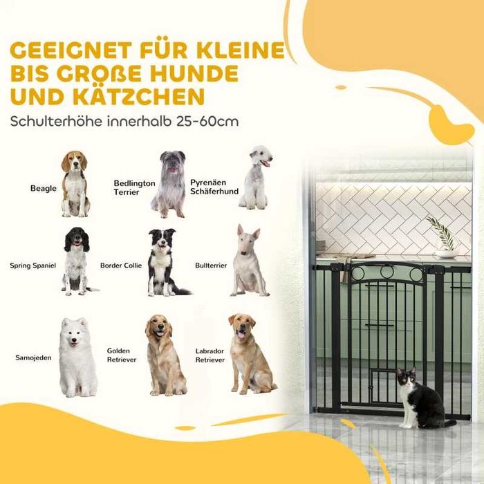 PawHut Врата за домашни любимци, 96 см, регулируема ширина 76-104 см