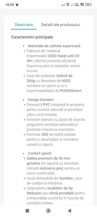 Cort de plafon auto Overlander Explorer 3.0 de 190 cm