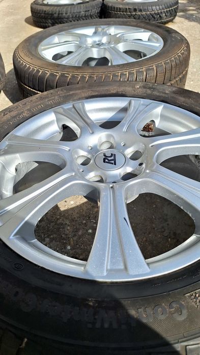 4бр Алуминиеви джанти 17" 5x112 RC Design + Зимни гуми Continental 225/55 R17 - VW, Skoda, Audi, Seat
