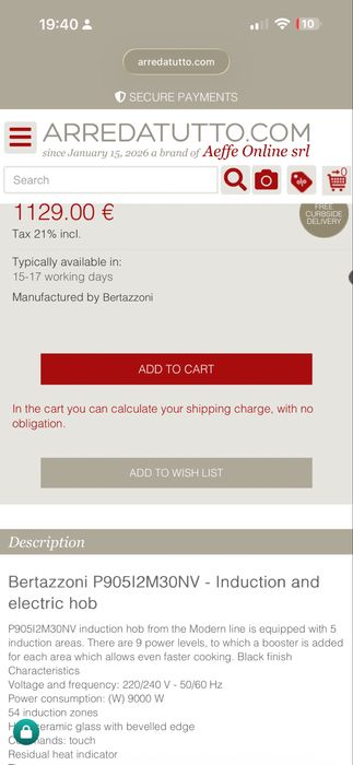 Plite electrice cu inductie,marca Bertazzoni,90cm