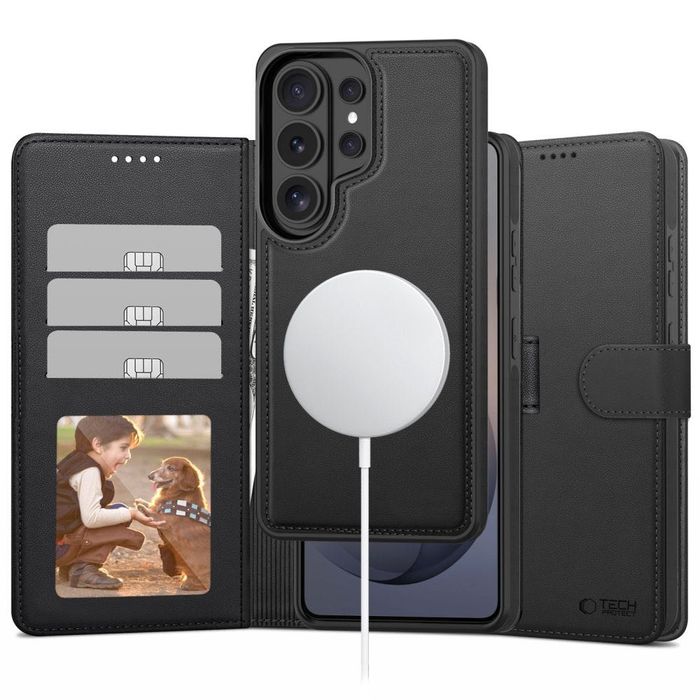 Матов Кожен Калъф тип тефтер Tech-Protect Wallet MagSafe за Galaxy S26 Ultra